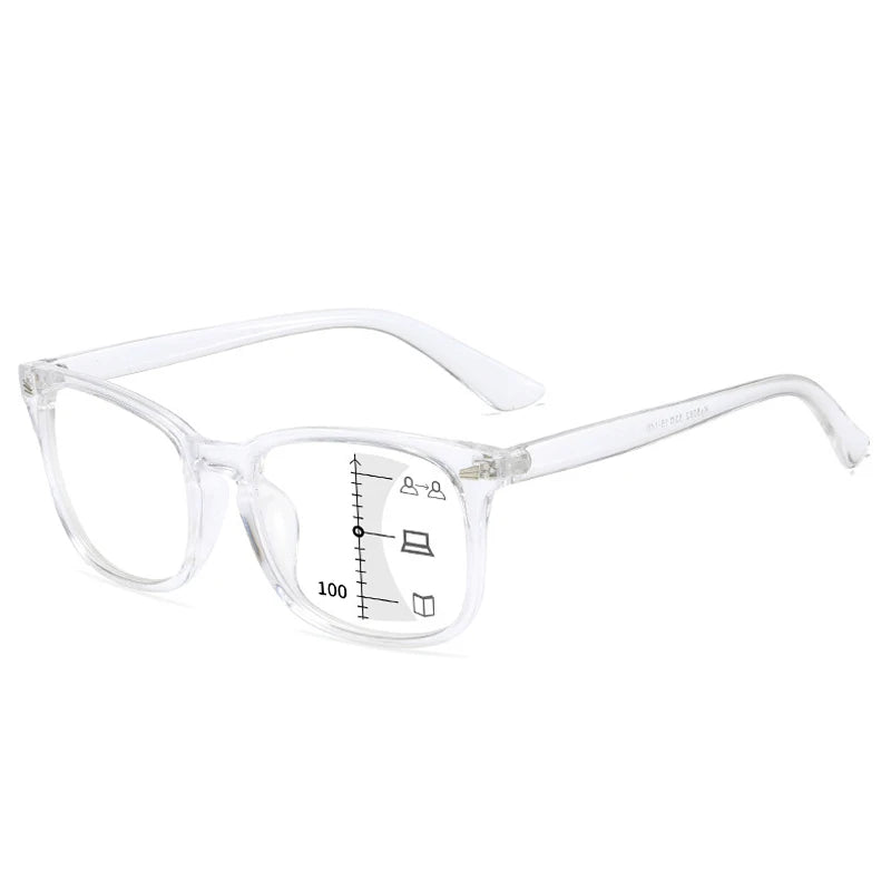 Square Multifocal Progressive Reading Glasses Men Fashion with Diopters Anti-Glare Computer Eyeglasses Women UV400