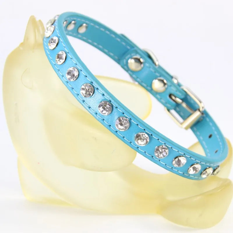 Puppy Dog Collar Crystal Hot Bling Rhinestone Pu Leather Puppy Cat Collars Necklace Neck Strap Personality Pet Products Collar
