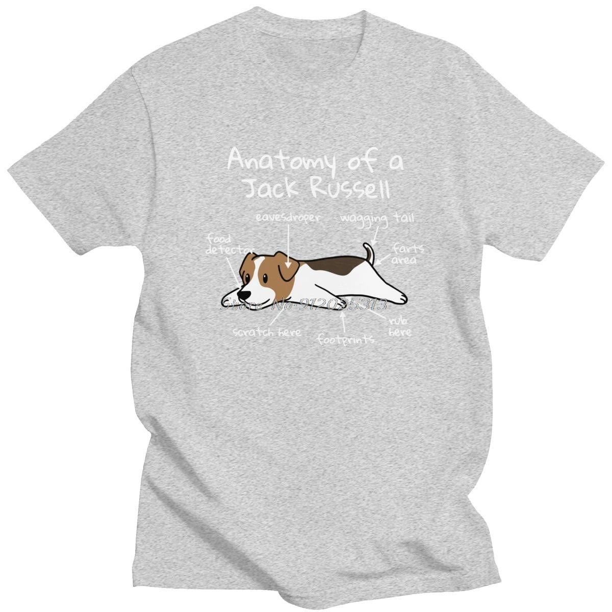 Mens Anatomy of a Jack Russell Terrier T-Shirt Short Sleeve Cotton Tshirt Summer Dog Owner Gift Tee Shirt Loose Fit Apparel