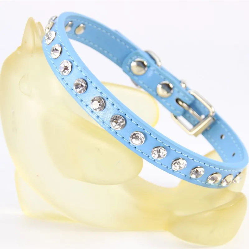 Puppy Dog Collar Crystal Hot Bling Rhinestone Pu Leather Puppy Cat Collars Necklace Neck Strap Personality Pet Products Collar