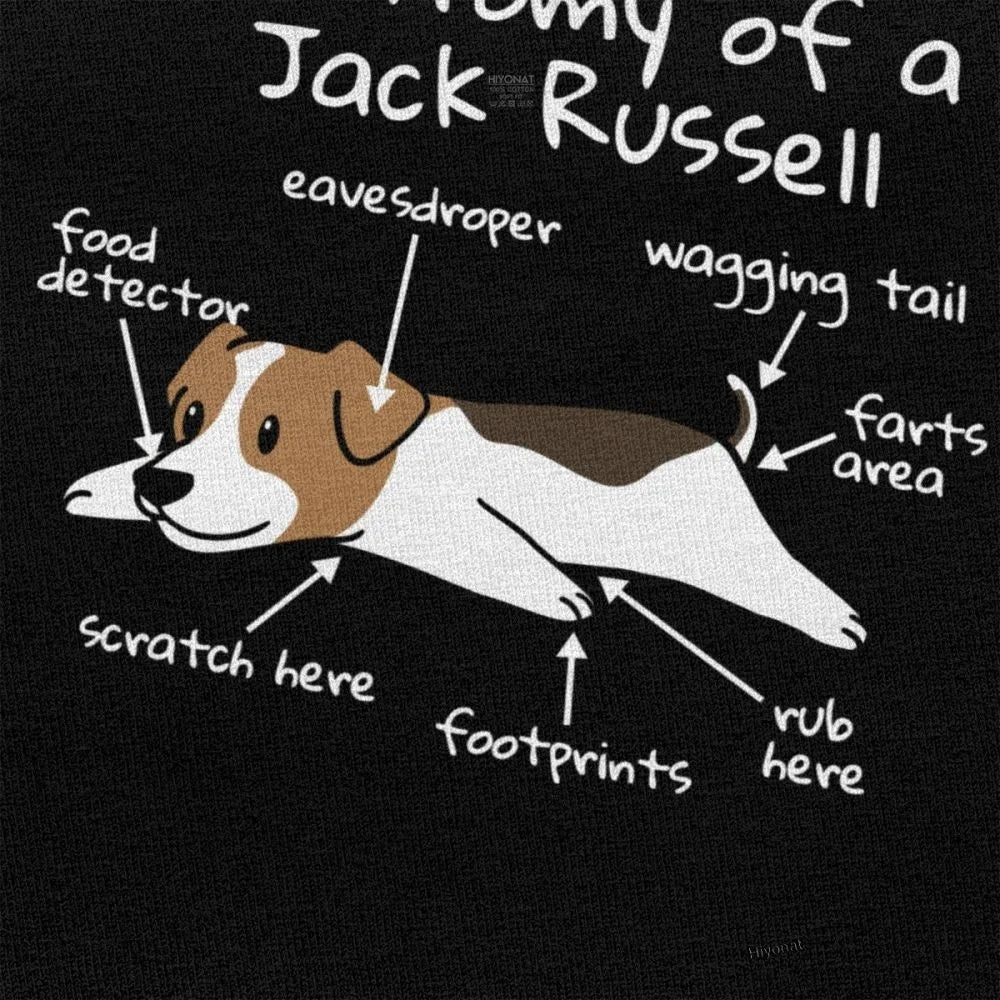 Mens Anatomy of a Jack Russell Terrier T-Shirt Short Sleeve Cotton Tshirt Summer Dog Owner Gift Tee Shirt Loose Fit Apparel