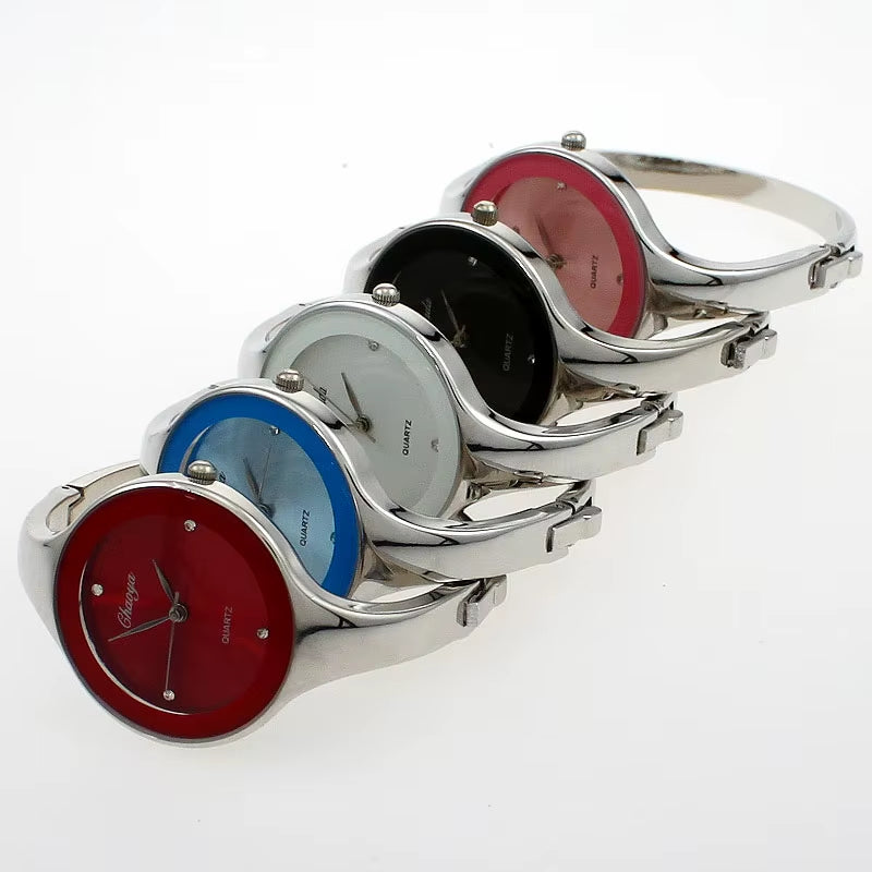 Women Cuff Watch Fashion Casual round Lady Women Bracelet Girls Watches Gold Watch Stainless Steel Quartz Wrist Watch D1