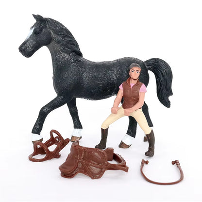 Simulation Equestrian Rider Horse Farm Animal Model Action Figures Decoration Early Educational Toys for Children Christmas Gift