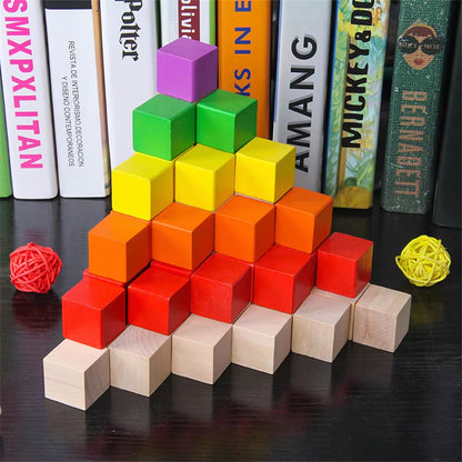 30Pcs/Lot 2X2CM Wooden Colorful Cubes Building Blocks Toy for Children Educational Wood Squares Dice Board Game Block Toys Gifts