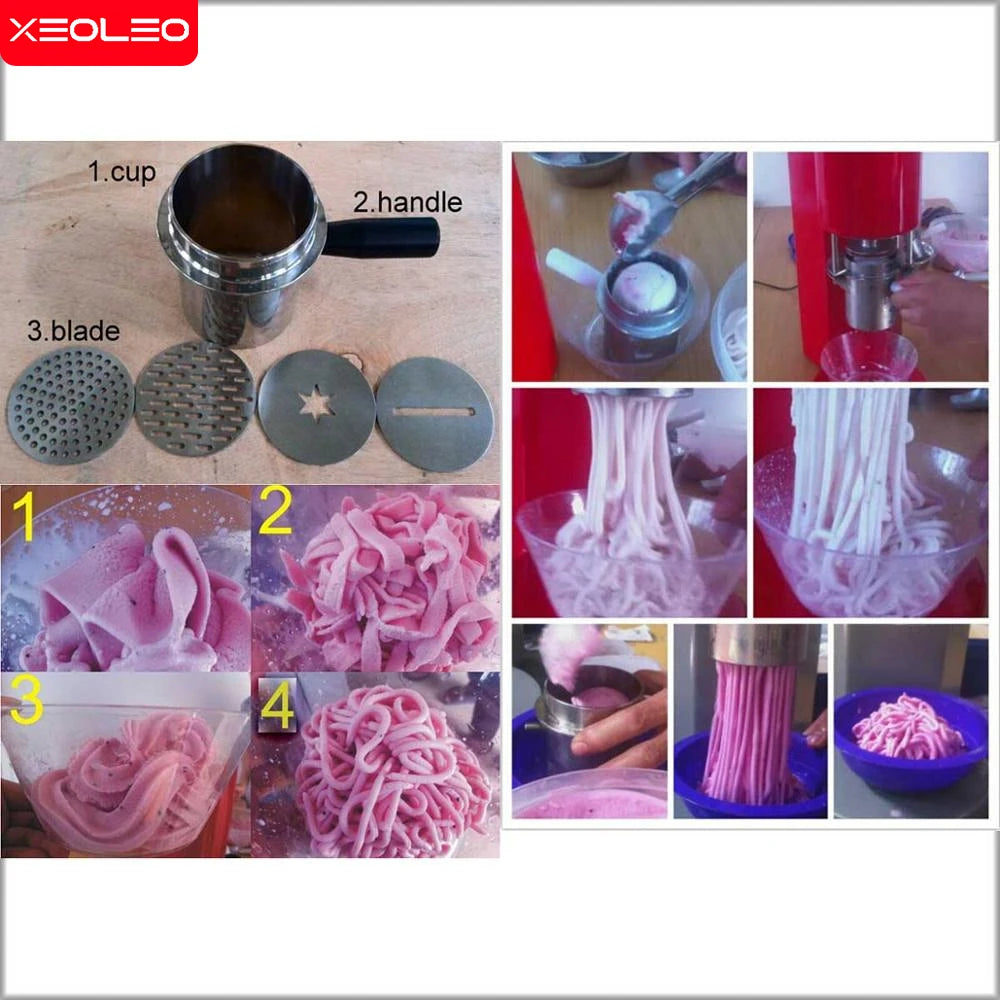 Spaghetti Ice Cream Machine 4 Types Ice Cream Forming Machine Spaghetti Gelato Maker Ice Cream Makers CE Red/White/Purple