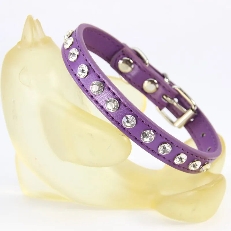 Puppy Dog Collar Crystal Hot Bling Rhinestone Pu Leather Puppy Cat Collars Necklace Neck Strap Personality Pet Products Collar