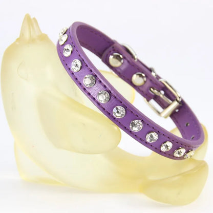Puppy Dog Collar Crystal Hot Bling Rhinestone Pu Leather Puppy Cat Collars Necklace Neck Strap Personality Pet Products Collar