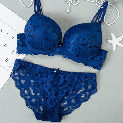 Comfort Seamless Bra and Sexy Panties Backless Wireless Set Underwear for Girls Push up Bra Lace Women Lingerie Sets