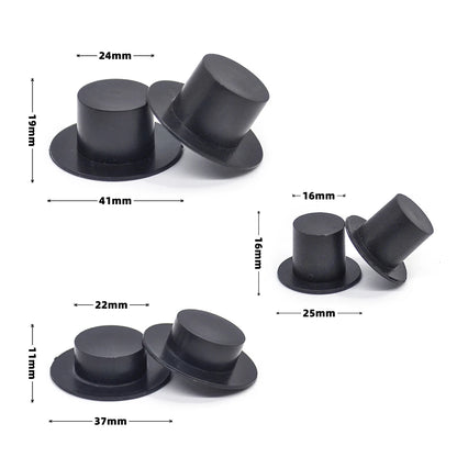 24Pcs Mini Clown Hat Snowman Hat Black Plastic Hat DIY Accessories Jewelry Crafts Ornaments Christmas Home Decoration