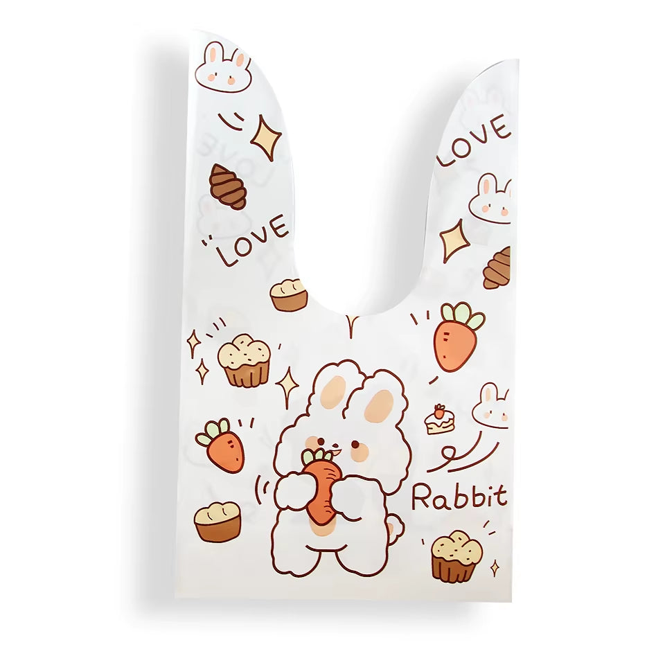 10/50Pcs/Lot Cute Rabbit Ear Bags Cookie Plastic Bags&Candy Gift Bags for Biscuits Snack Baking Package and Event Party Supplies