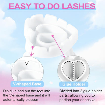 Glue Rings for Eyelash Extensions 100PCS Disposable Rings for Lashes Lovely Heart Shape, Makeup Plastic Nail Art Glue Cups Lash Extension Supplies for Eyelash Extensions White