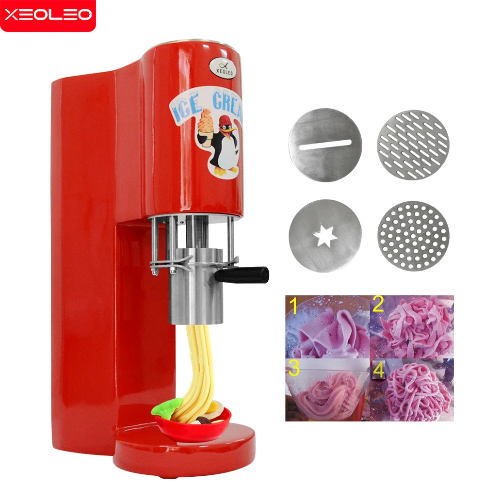Spaghetti Ice Cream Machine 4 Types Ice Cream Forming Machine Spaghetti Gelato Maker Ice Cream Makers CE Red/White/Purple
