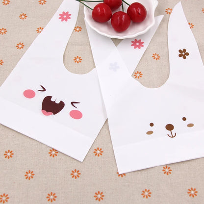 10/50Pcs/Lot Cute Rabbit Ear Bags Cookie Plastic Bags&Candy Gift Bags for Biscuits Snack Baking Package and Event Party Supplies