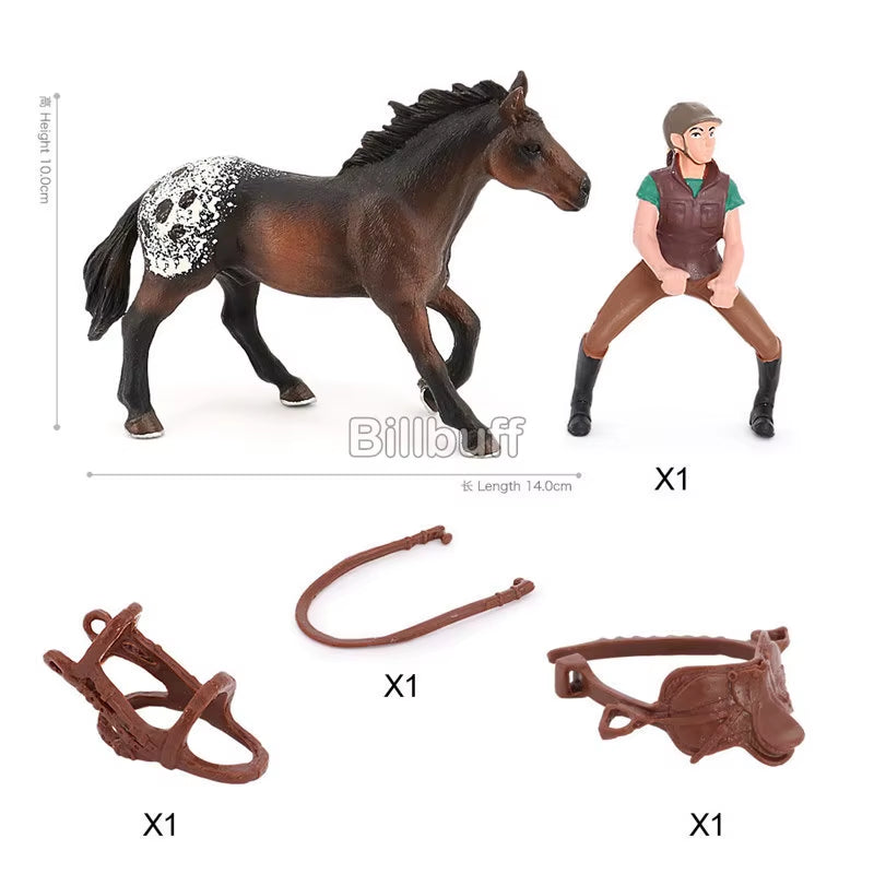 Simulation Equestrian Rider Horse Farm Animal Model Action Figures Decoration Early Educational Toys for Children Christmas Gift