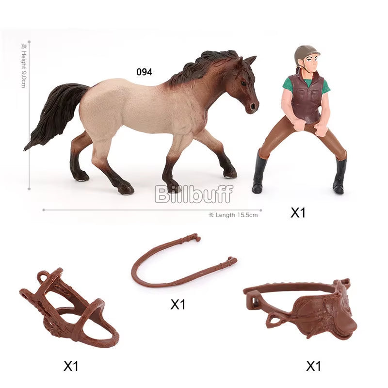 Simulation Equestrian Rider Horse Farm Animal Model Action Figures Decoration Early Educational Toys for Children Christmas Gift