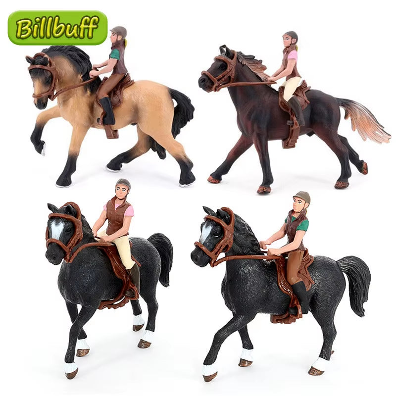 Simulation Equestrian Rider Horse Farm Animal Model Action Figures Decoration Early Educational Toys for Children Christmas Gift