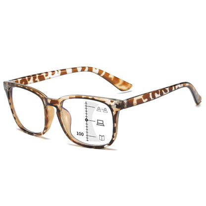 Square Multifocal Progressive Reading Glasses Men Fashion with Diopters Anti-Glare Computer Eyeglasses Women UV400